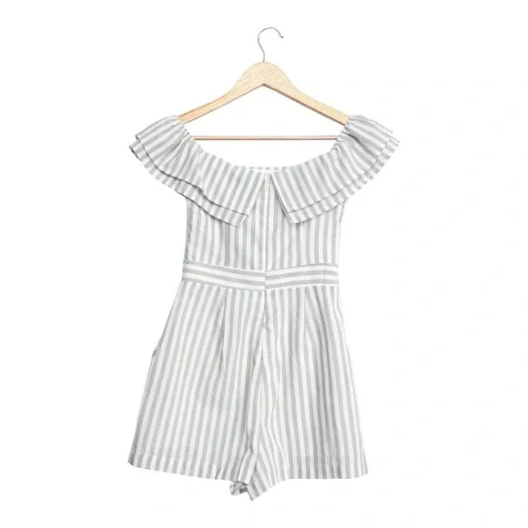 Lulu's White and Green Off-Shoulder Jumpsuit - Picture 5 of 14